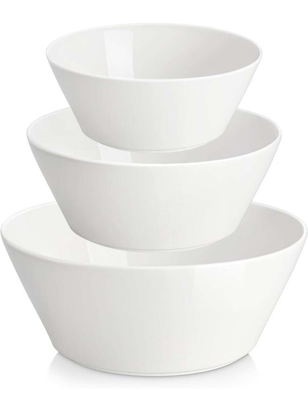 Elegant White Ceramic Serving Bowls Set of 3 - Versatile Mixing Bowls for